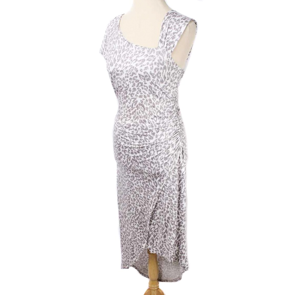 ECOSKIN White & Gray Animal Print Hi Low Fitted Sheath Dress Size M - Picture 3 of 6